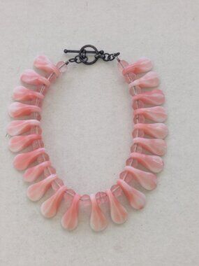 Pink Teardrop Bead Bracelet with Toggle Clasp